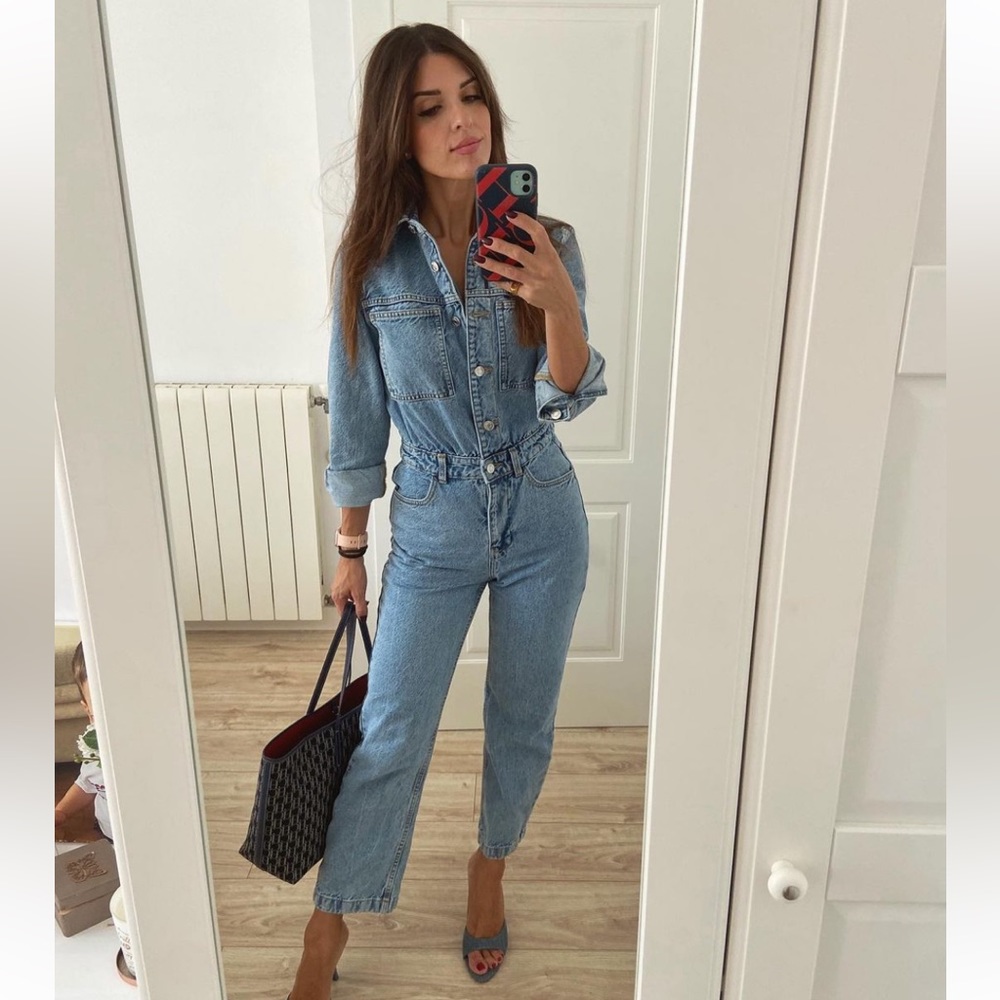Zara Blue Denim Jumpsuit - Picture 7 of 16